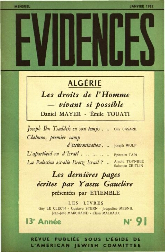Evidences. N° 91 (Janvier 1962)